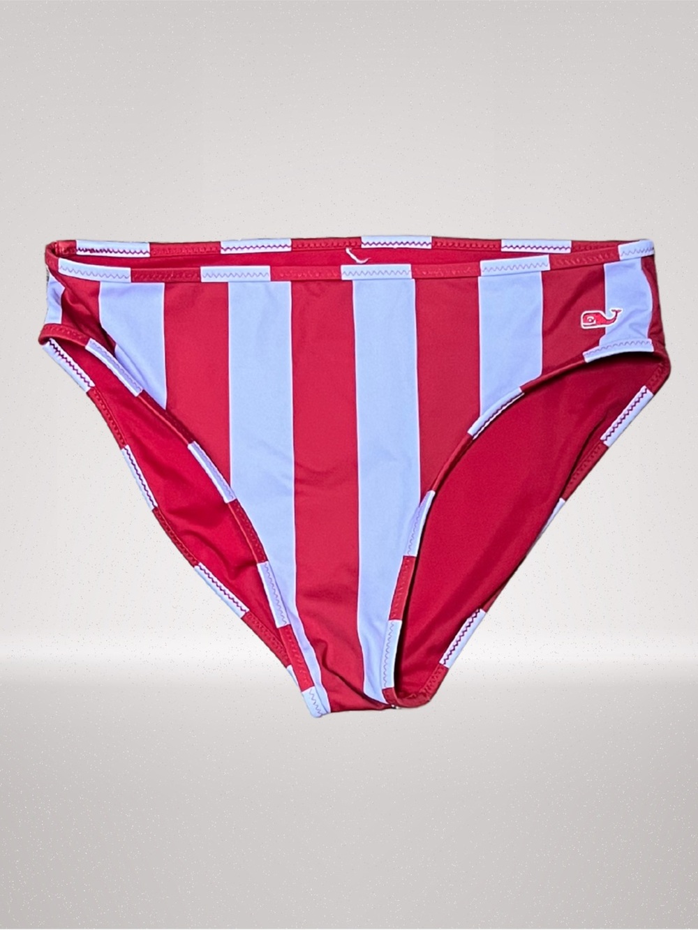 Girls Red White Striped 2 Piece Bikini Swimsuit Size 8/10 Whale Logo